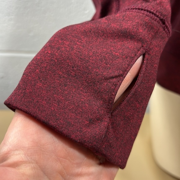 “PINK” burgun and black patterned 
Quarter zip long sleeve top​​​​​ - Picture 4 of 10